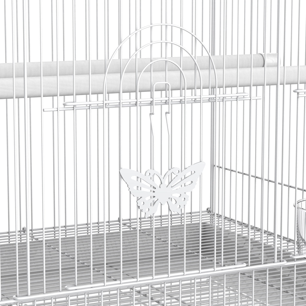 Gabbia per Uccelli ¨C zephmum ¨C Bianco 60x41x41 cm Metal con Mangiatoie