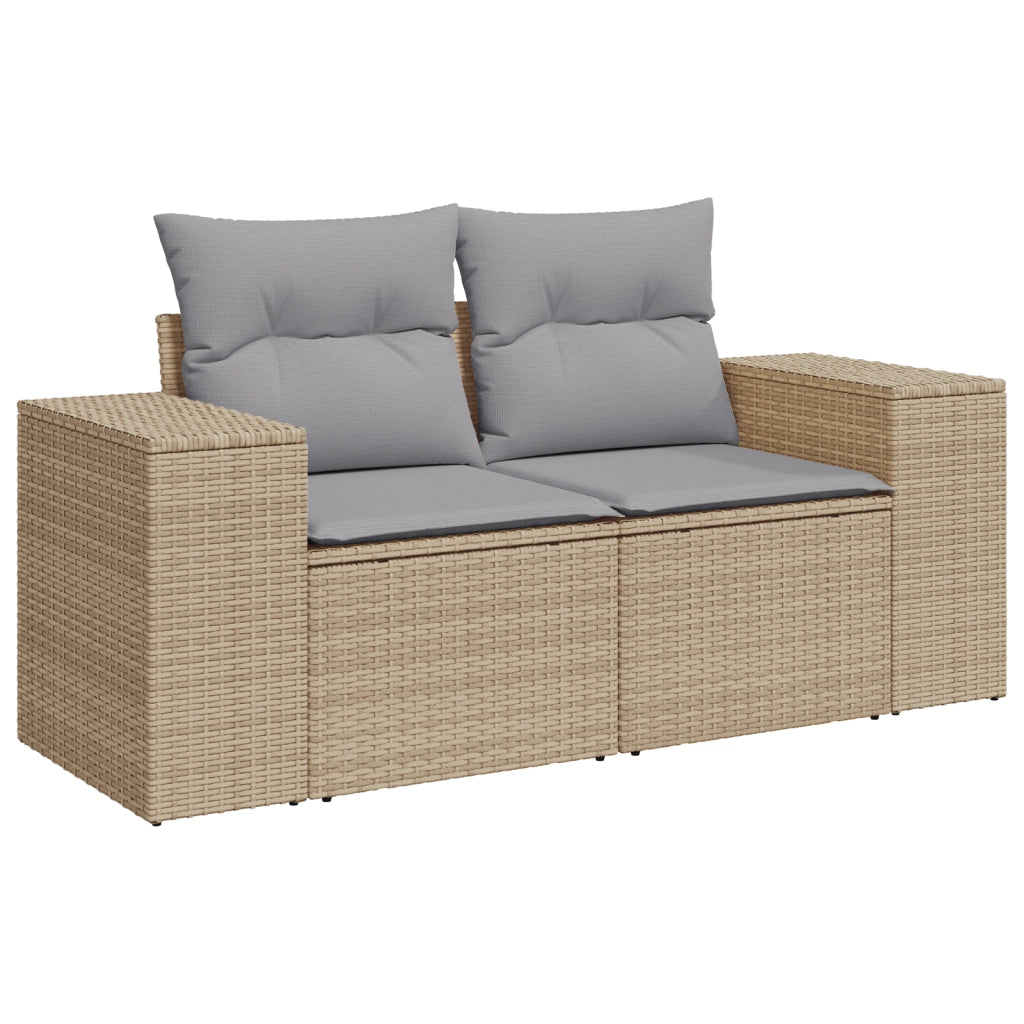 Set di divani da giardino  da 9 pezzi con cuscini in rattan sintetico beige e acacia