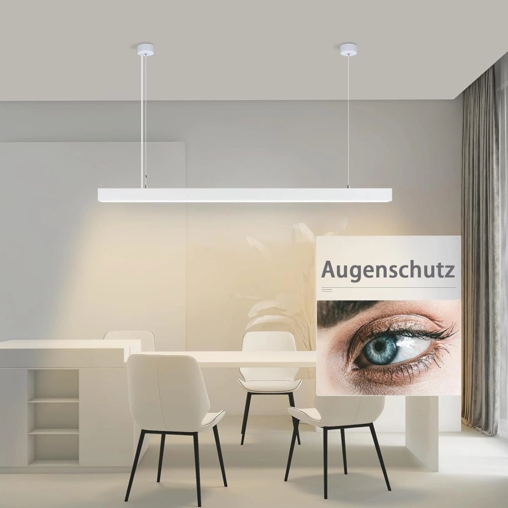 Lampada a Sospensione ZMH LED bianca 32W dimmerabile con telecomando moderna lineare 107 cm per ufficio e soggiorno
