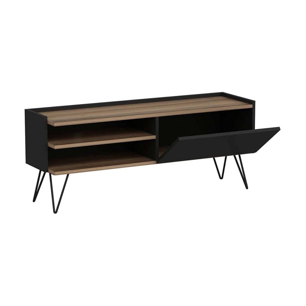 Mobile porta TV con anta 50 x 124 x 37 cm nero / effetto legno 03_0007751