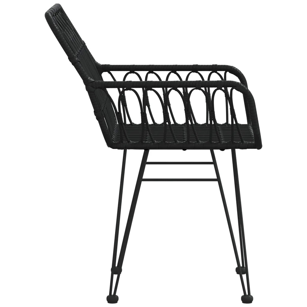 Sedie da Giardino 2pz con Braccioli Nero 56x64x80 cm Rattan PE cod mxl 16626