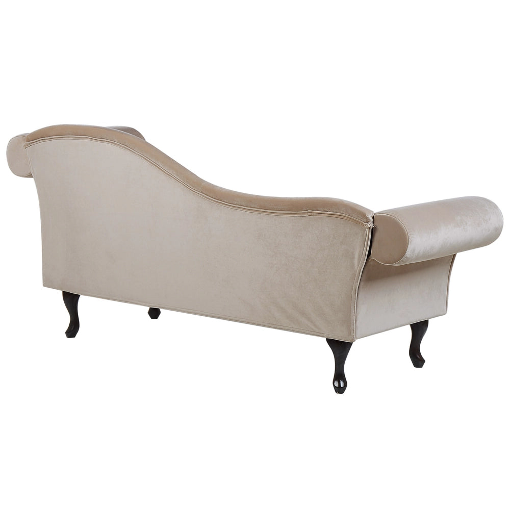 Chaise longue Beige Velluto Tappezzeria versione destra Chesterfield Bottone Tufting Beige Retro