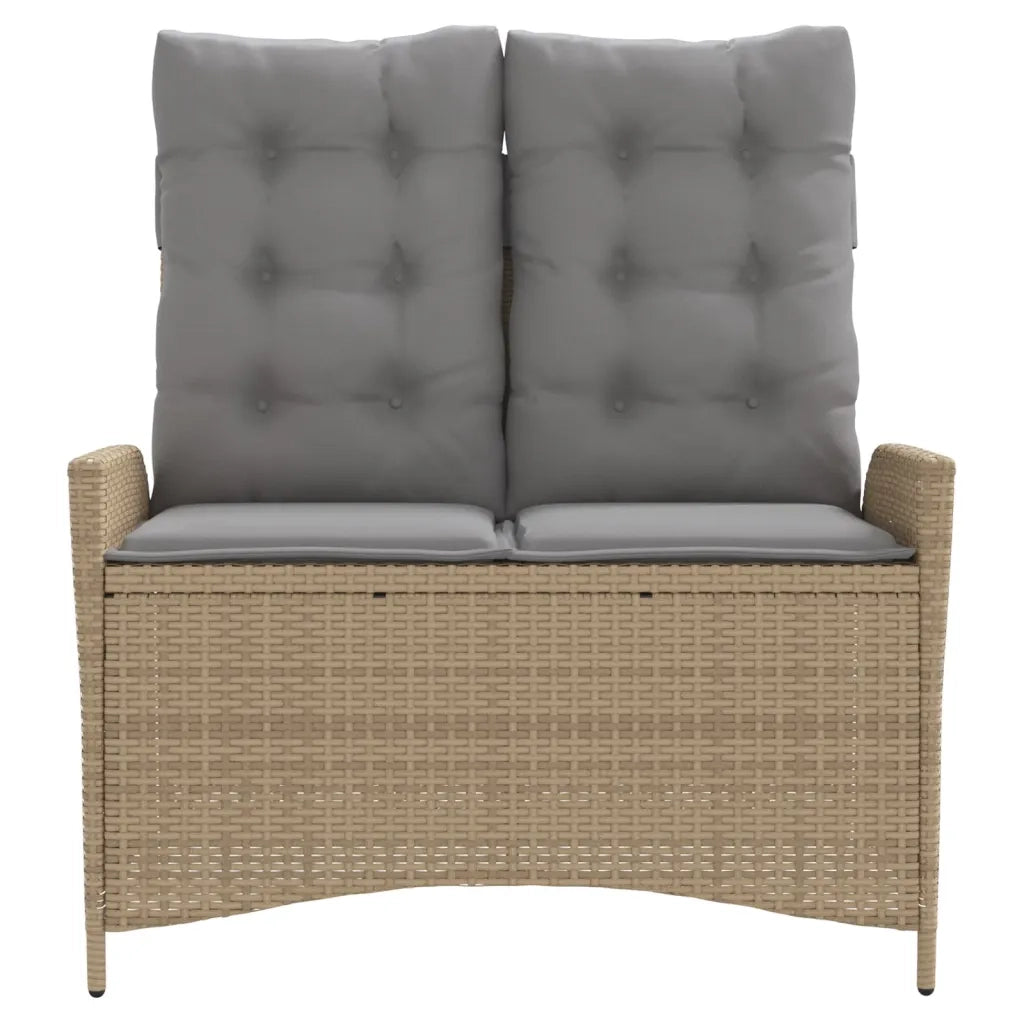 Panchina Reclinabile da Giardino | Panca da Giardino con Cuscini Beige in Polyrattan