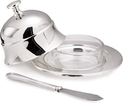 Diametro 11 cm - argento - finitura alta luce - inclusa forchetta a forma di cucchiaio - lunghezza 18 cm