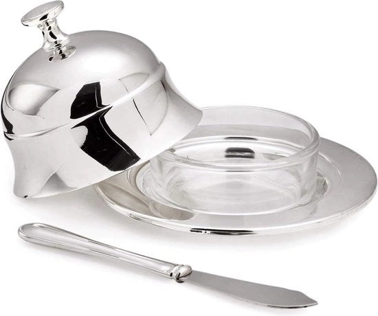 Diametro 11 cm - argento - finitura alta luce - inclusa forchetta a forma di cucchiaio - lunghezza 18 cm