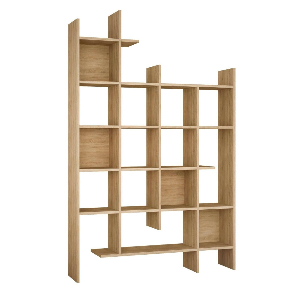 Libreria Achela, Scaffale da ufficio, Mobile portalibri, Biblioteca, 122x26h188 cm, Quercia
