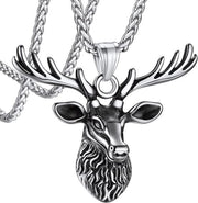 Cinturone in pelle di cervo per uomo e ragazzo con stile runico punk, amuleto cervo con cinturino di lana - 55 cm