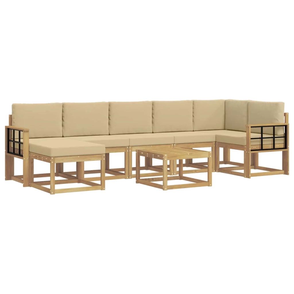 Set di divani da esterno 8 pz Bianco e Beige Poliestere 3387992
