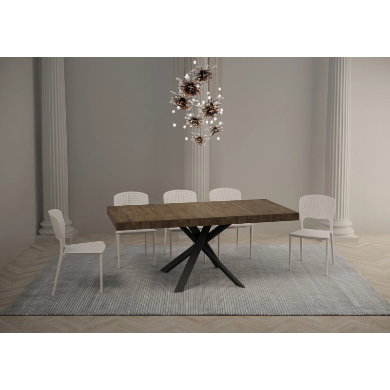 Tavolo allungabile 90x90/194 cm Clerk Premium - gambe Antracite - Noce