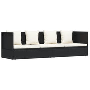 Lettino Prendisole | Sdraio da giardino | Lettino da sole da Giardino con Cuscini in Polyrattan Nero