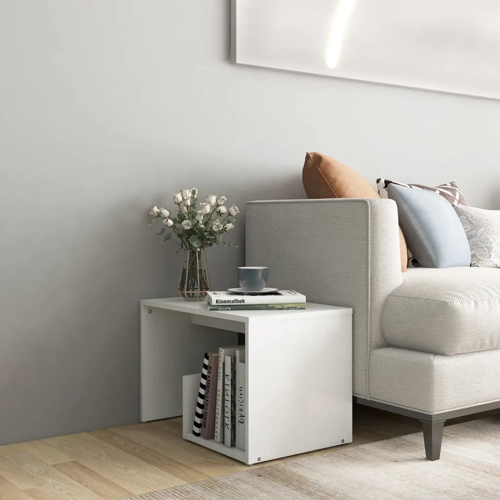 Tavolino | Tavolo laterale Bianco 59x36x38 cm in Legno Multistrato