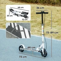 Monopattino Pieghevole per Bambini dai 3-8 Anni a 2 Ruote con Luci LED Manubrio Regolabile in 4 Altezze Doppio Freni Bianco