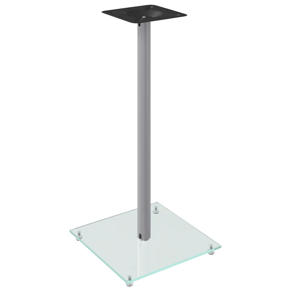 Pedane Casse 2pz Argento Vetro Temperato Design a 1 Pilastro 51815