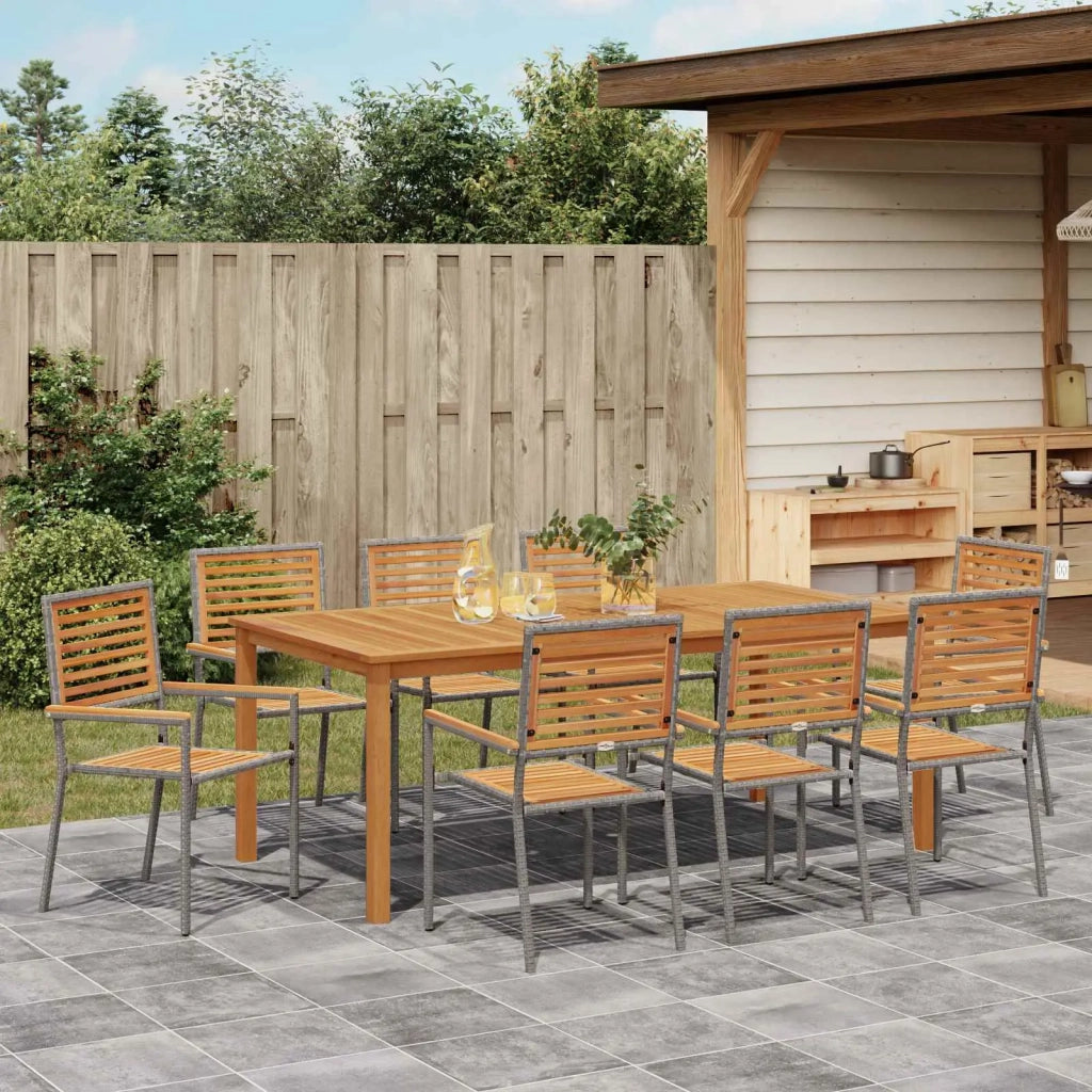 Set da Pranzo per Giardino 9 pz Grigio Legno di Acacia Massello 3365527