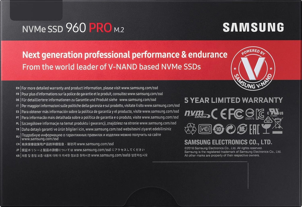 MZ-V6P2T0BW SSD 960 PRO, 2 TB, NVMe, Nero/Rosso