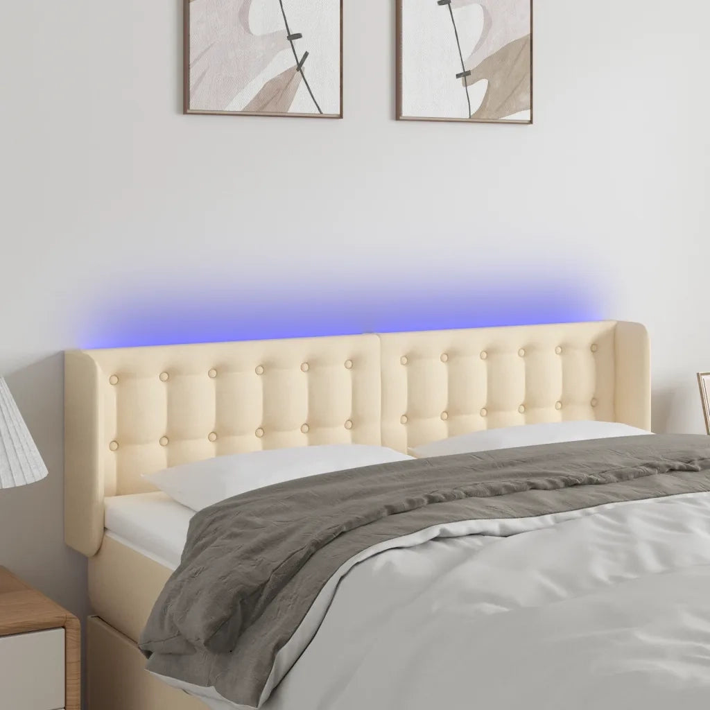 Testiera a LED Crema 147x16x78/88 cm in Tessuto 3123673