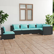 Set Divani da Giardino 6 pz con Cuscini in Polyrattan Nero cod mxl 35108