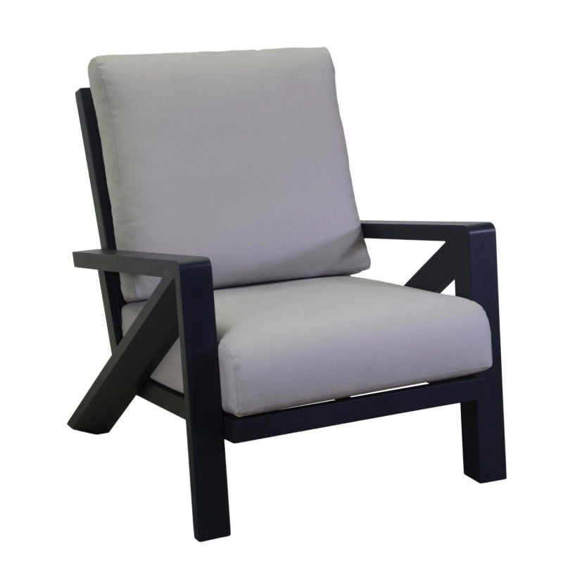 Salotto alluminio Miller 2 posti antracite con cuscini grigio chiaro 6 pezzi