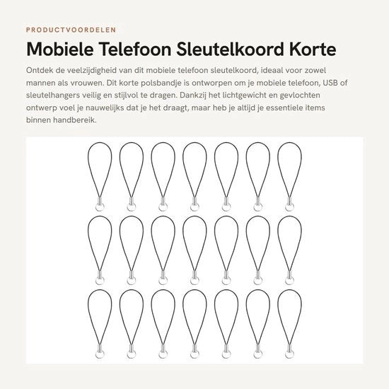 Cinturino di sicurezza per telefono cellulare - Corda corta con elastico - Leggera e intrecciata - Adatta a uomini e donne - Cinturino di sicurezza sicuro - Idoneo per smartphone