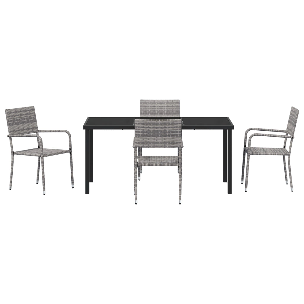 Set da Giardino 5 Pezzi Grigio Polyrattan