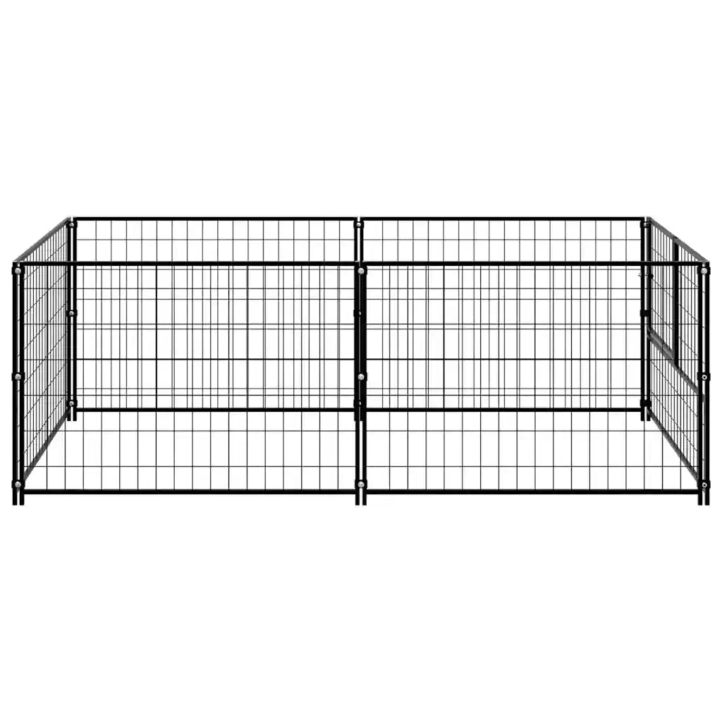 Gabbia per Cani Nera 200x100x70 cm in Acciaio