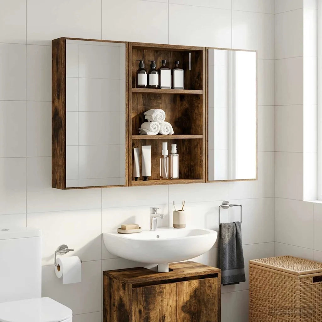 Armadio da bagno a muro Quercia Affumicata 40 x 10 x 60,5 cm 889355