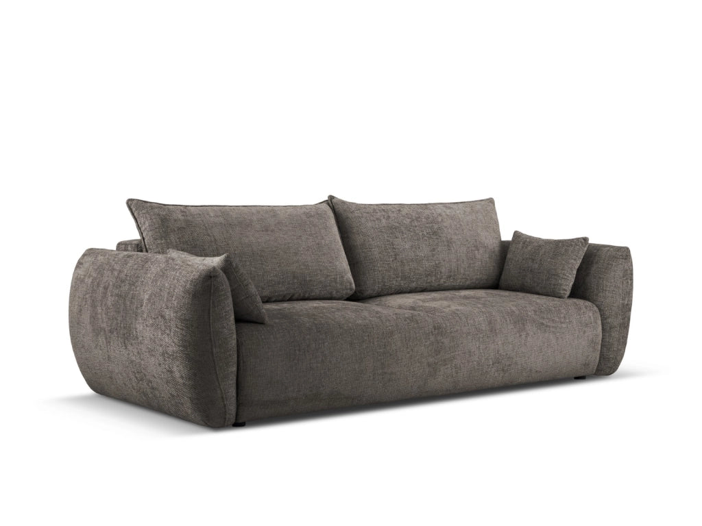 Cosmopolitan Design - Divano convertibile con contenitore "Matera" 3 posti in ciniglia grigio 