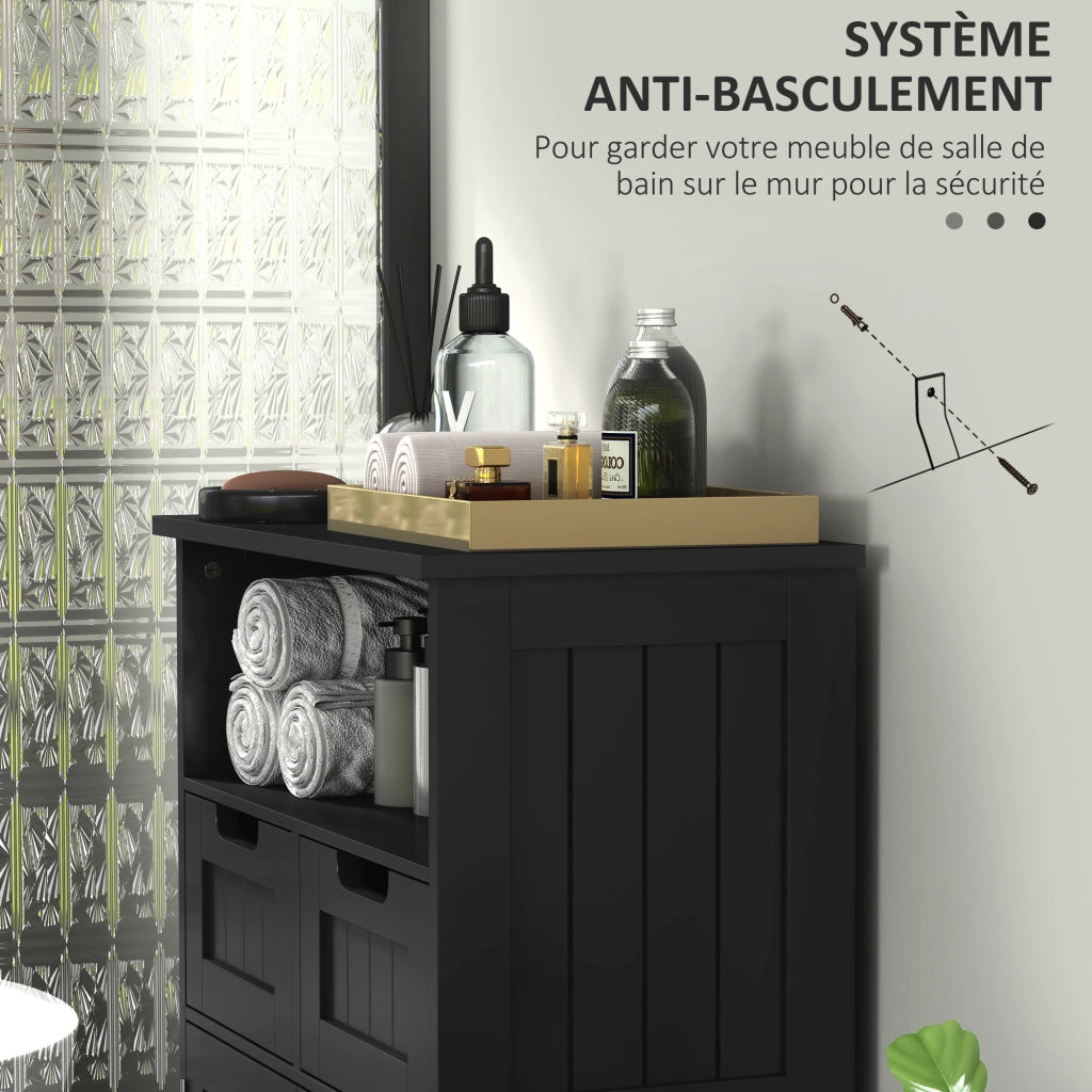 Mobile Bagno Sottolavabo con 2 Ante e 2 Cassetti ¨C zephmum ¨C Nero 60x30x50 cm