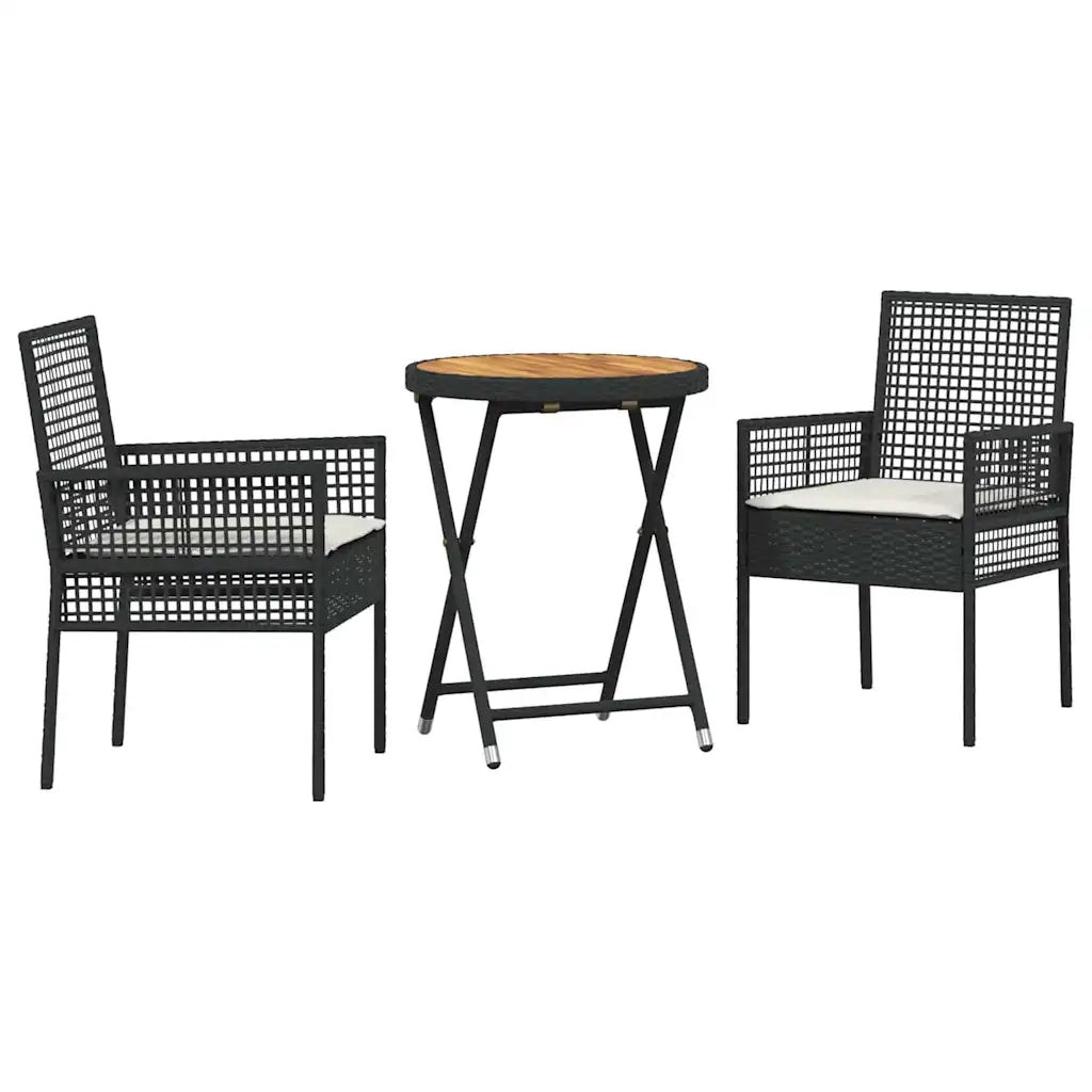 Set Bistro da Giardino 3 pz | Set Salotto da Giardino Nero polyrattan