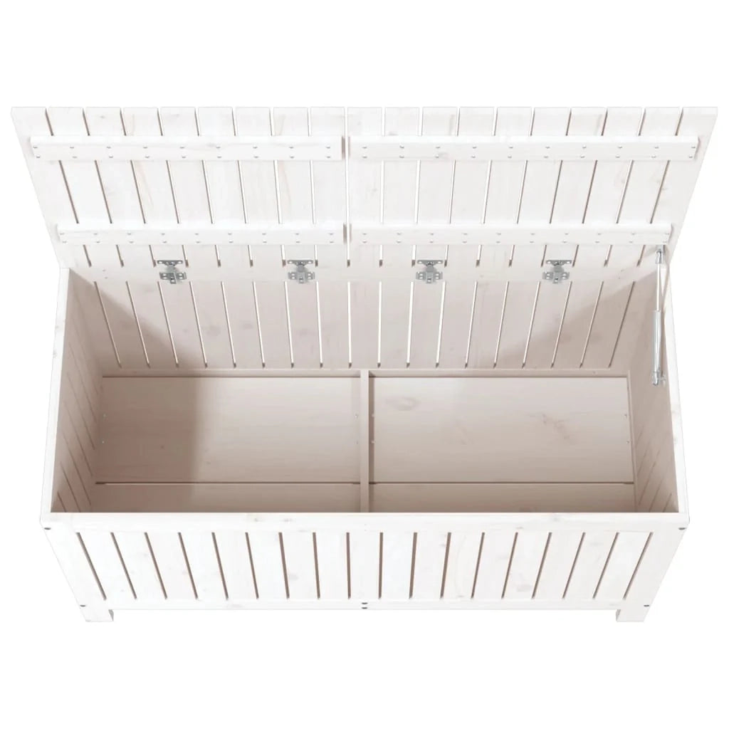 Contenitore/cassapanca da giardino bianca 121 x 55 x 64 cm legno di pino 02_0013070