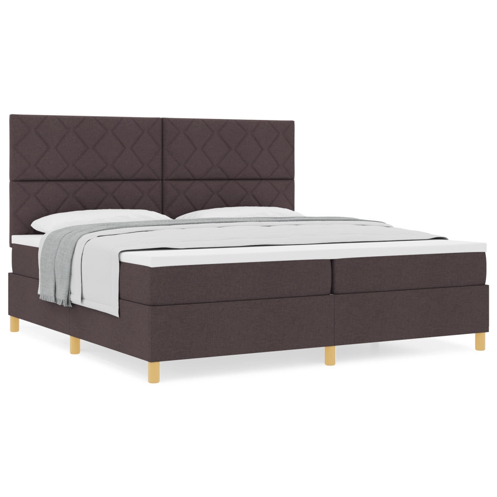Letto Box Spring con Materasso Marrone Scuro 200x200 cm Tessuto