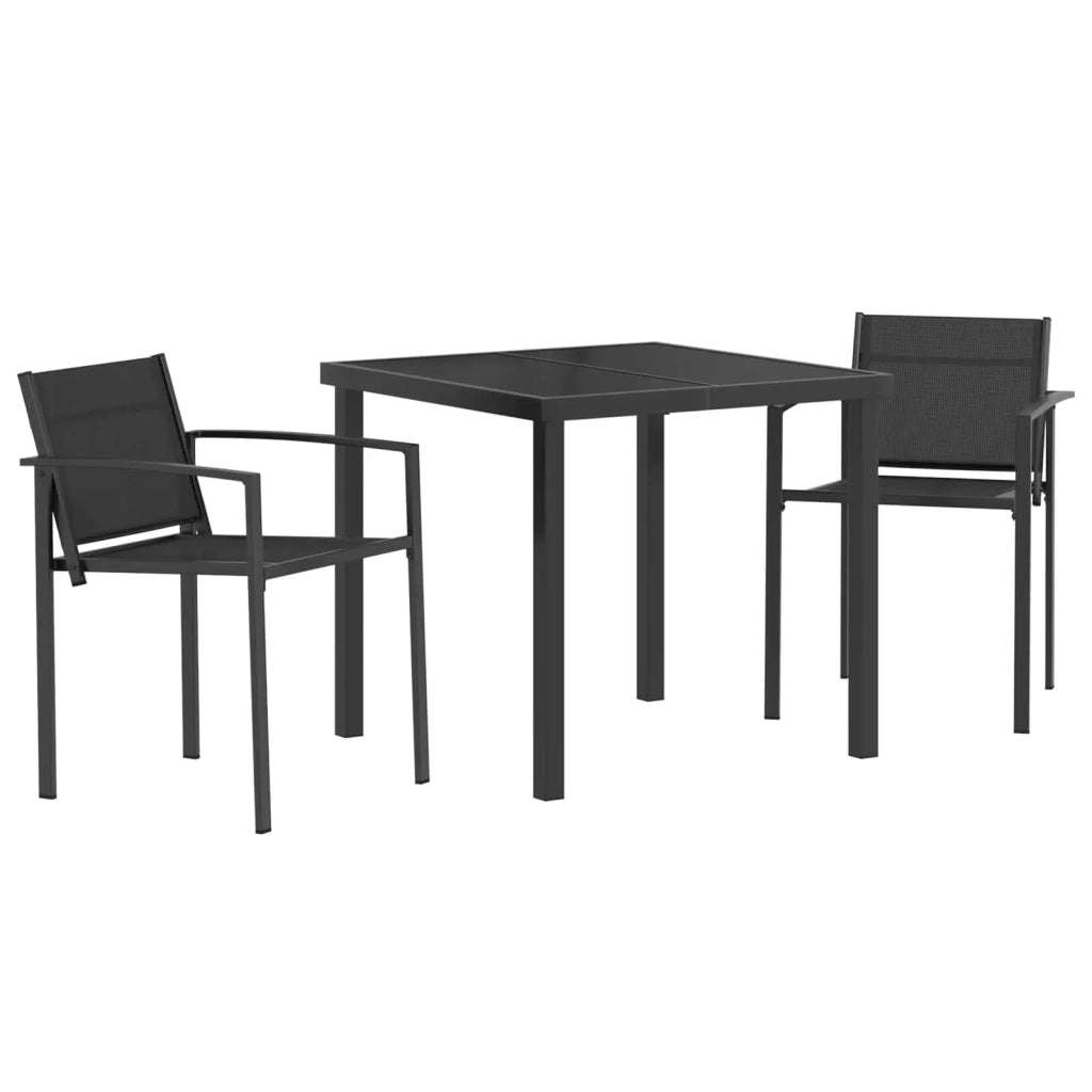 Set di Mobili da Esterno 3 pcs Nero e antracite 80 x 80 x 73 cm