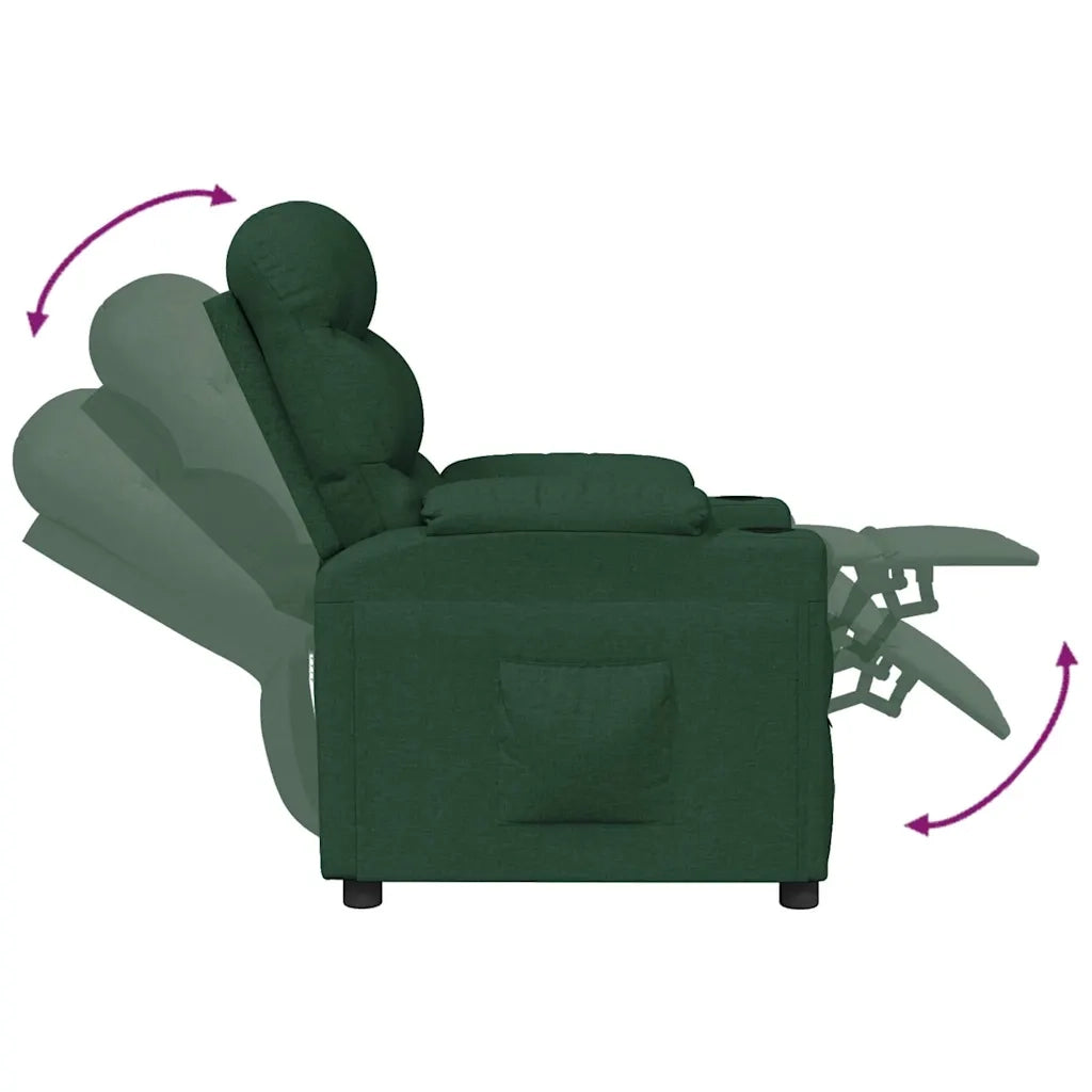 Divano Sedia-Poltrona Reclinabile in Tessuto Verde Scuro 163856