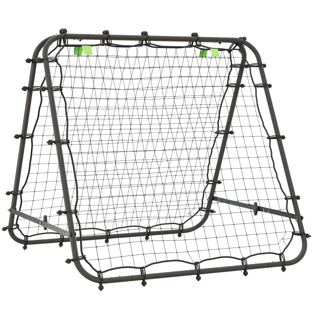 Rimbalzatore da calcio pieghevole in acciaio nero, regolabile, 100 x 95 x 90 cm