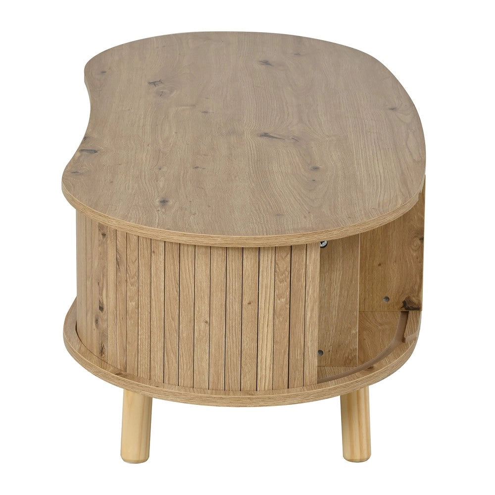Tavolino da Caff¨¨ con 2 Ante Scorrevoli ¨C Xylo ¨C MDF, Legno Massello, Effetto Legno