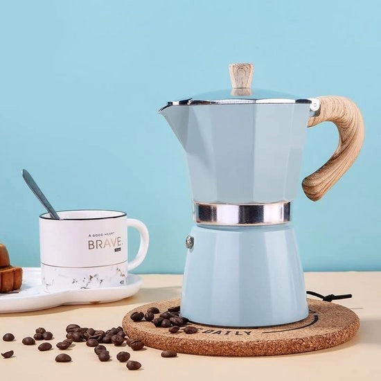 Fornello Espressoapparecchio, 6 Cialde per Espresso Moka - 10oz Macchina a Stantuffo Manuale Percolatore a Caffè Cubano di Alta Qualità in Alluminio Moka Caffettiera Italiana Espresso Greca Zucchero Bollitore Percolatore