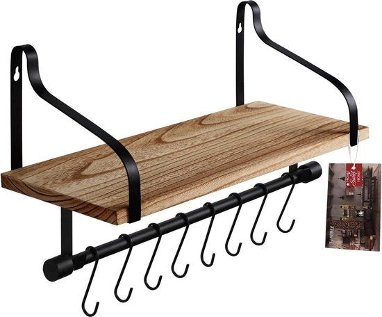 Pannello di appoggio per caffè fissato alla parete con 8 ganci - Scavie in acciaio per cucina - Pannello per bar del caffè - Decorazione per parete 1778 D x 4318 P x 16 H cm
