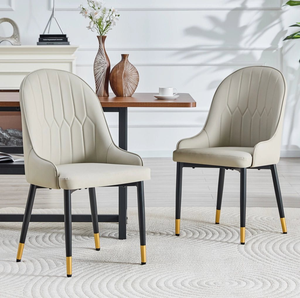 Set di 2 sedie ergonomiche con schienale a fulmine in PU nero e grigio caldo