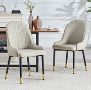 Set di 2 sedie ergonomiche con schienale a fulmine in PU nero e grigio caldo