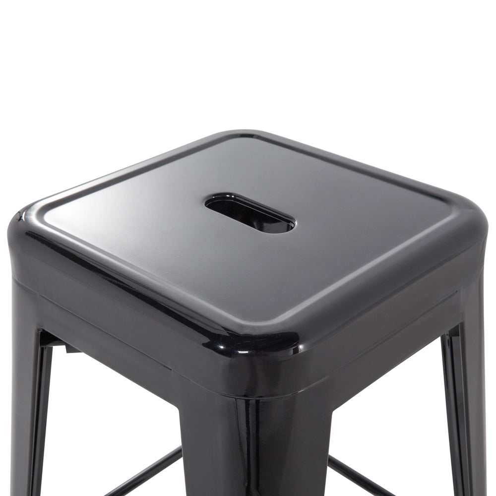 Set di 2 Sgabelli da Bar in Acciaio Nero 60 cm Impilabili Altezza Bancone Industriale