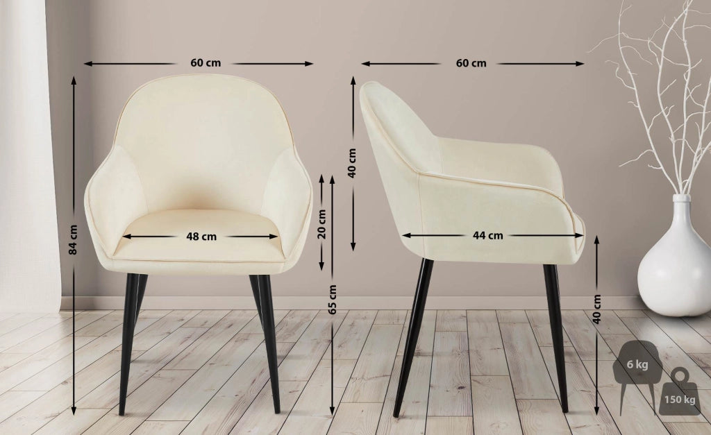 2er Set Esszimmerstuhl Boise Samt