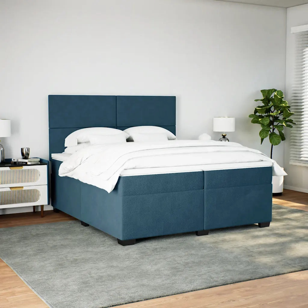 Giroletto a Molle con Materasso Blu 200x200 cm in Velluto