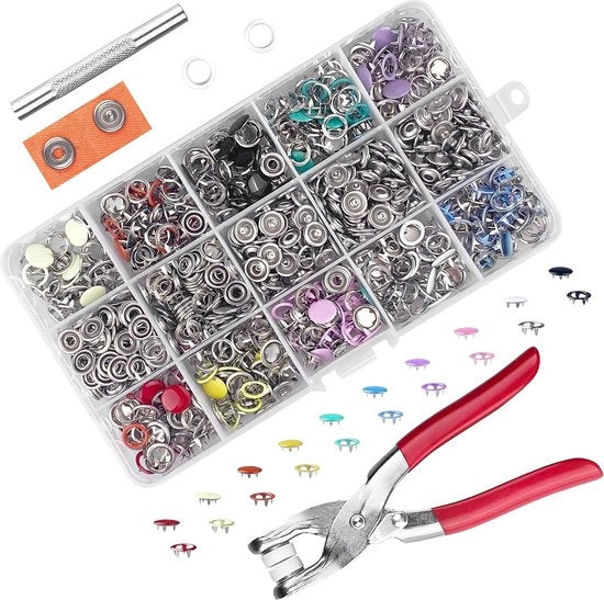 Set di 200 kit di chiusure a pressione 10 mm con attaccapunta, 10 colori di chiusura a pressione senza cucitura per abbigliamento, spille per bambini per cucire abiti, giacche, jeans, borse handmade