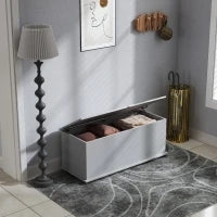Baule Contenitore, Panca Contenitore con Coperchio Ribaltabile e Cerniere di Sicurezza, 100 x 40 x 40 cm, Grigio