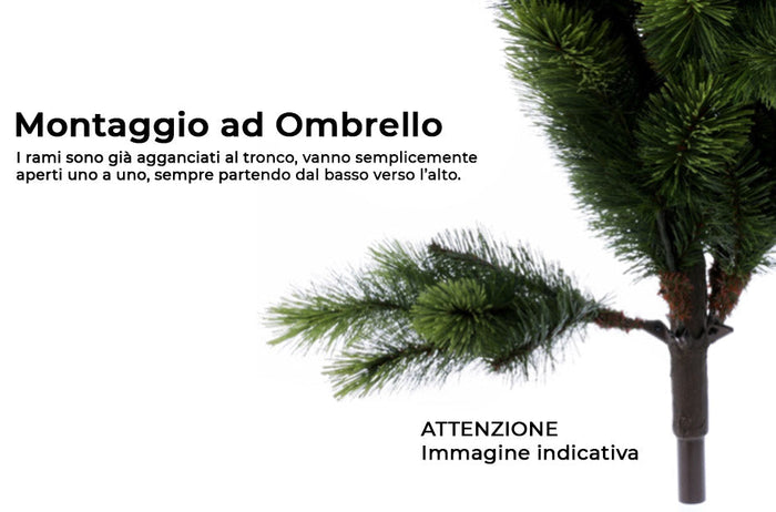 Albero di Natale Artificiale 240 cm 73 Rami  Bianco Floccato del Gargano