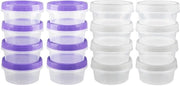 Set di 16 contenitori per cibi, rotondi, 300 ml, contenitori per cibi con coperchio, piccoli contenitori per congelati, impermeabili, contenitori per cibi riciclabili con coperchio per salse, zuppe, snack