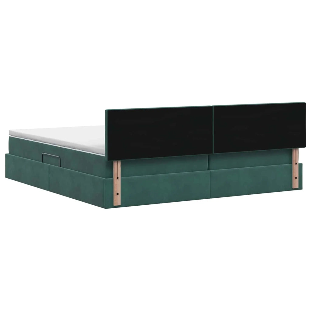 Letto con Contenitore Verde Scuro 200 x 200 cm Velluto 3458832