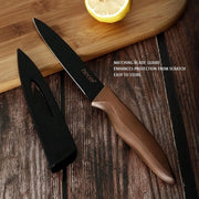 Impianto di Coltelli da Cucina - Acciaio Inossidabile - Smalto Antifriesco Nero - Include Coltello da Chef 20 cm, Coltello da Pane 20 cm, Coltello Santoku 18 cm, Coltello Utensile 13 cm e Coltello da Taglio 9 cm