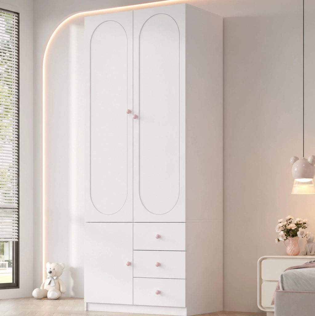 Armadio per cameretta 2 ante con 3 cassetti 80x50x200 cm bianco HAVRYA