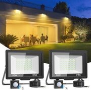Spot esterno LED 50W - 5000 Lumen, IP65 impermeabile, sensore di movimento, luce bianco calda per giardino e garage